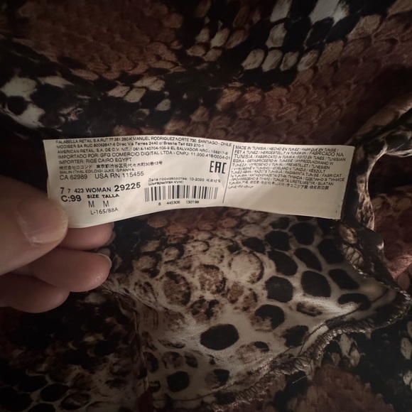 Mango Snake Print Maxi Shirt Dress V-Neck Long Sleeve - Picture 10 of 12